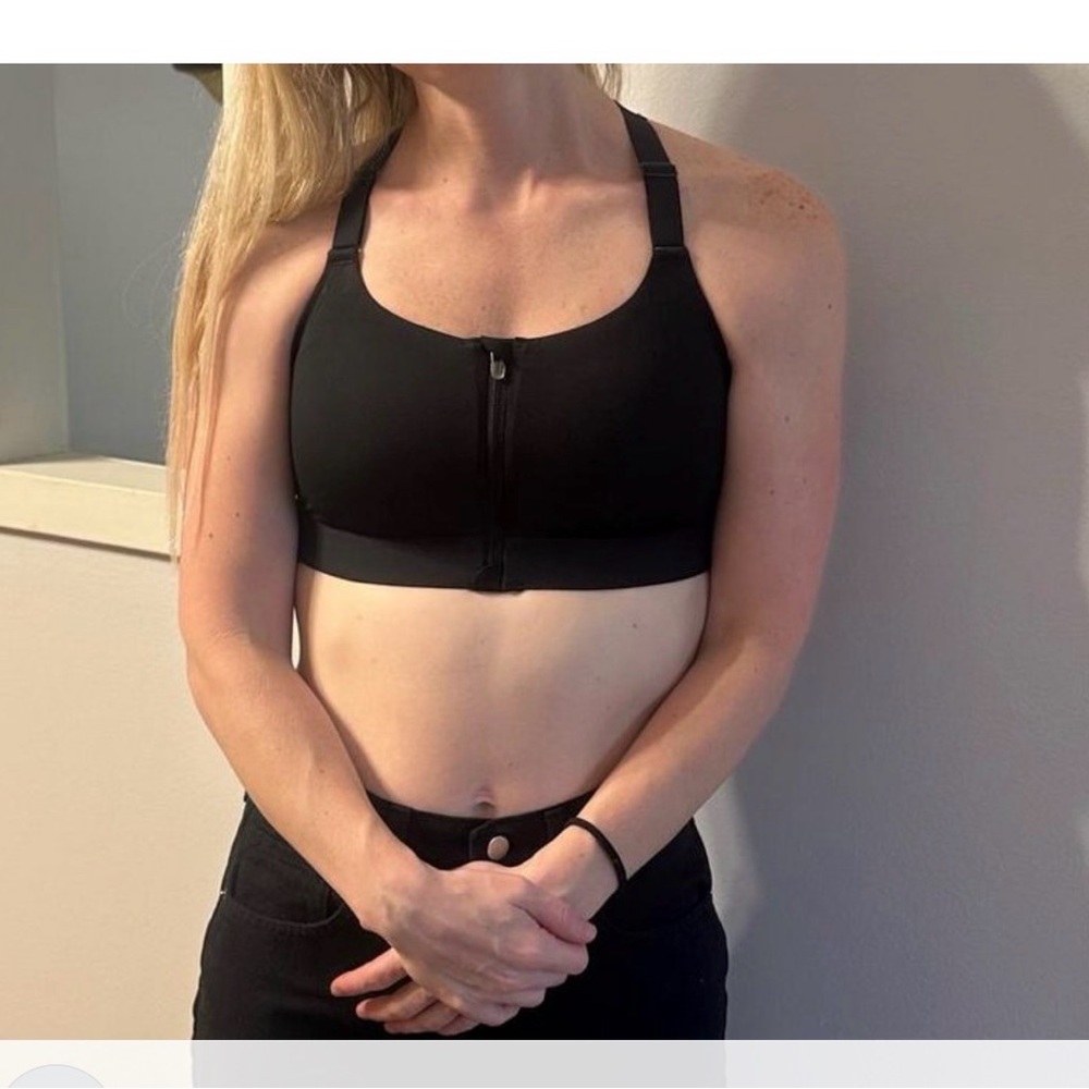 All in Motion Black Zip-Front Sports Bra 36D